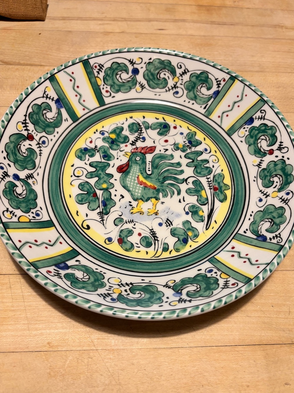 Sur La Table Hand-Painted Rooster Ceramic 8 inch Bowl — Italian Style